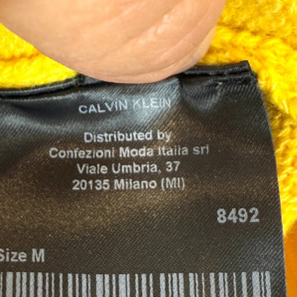 Calvin Klein Italian Wool Yellow Sweater V-Neck Made in Italy Medium - Picture 9 of 11
